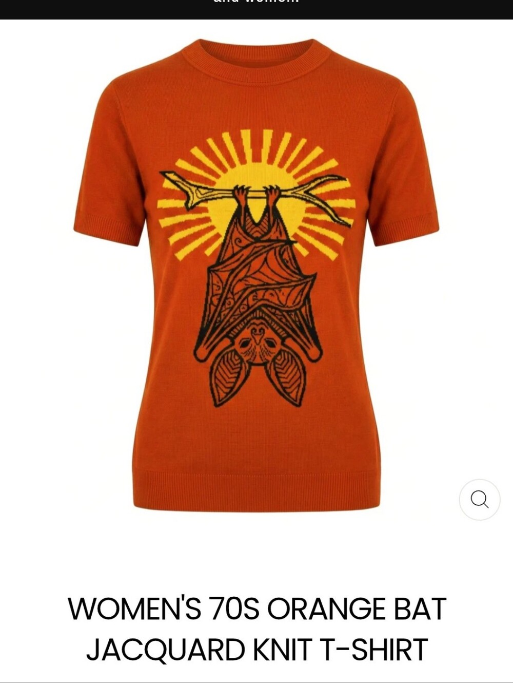 Nee!! Oxknit Orange Bat Jacquard Knit Tee Size LARGE